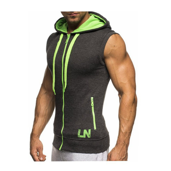 Men's Sleeveless Sports Hoodie with an Innovative Design and Practical Pockets Lune London