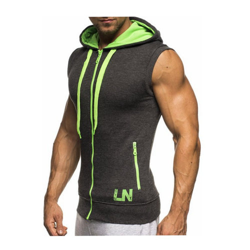 Men's Sleeveless Sports Hoodie with an Innovative Design and Practical Pockets Lune London