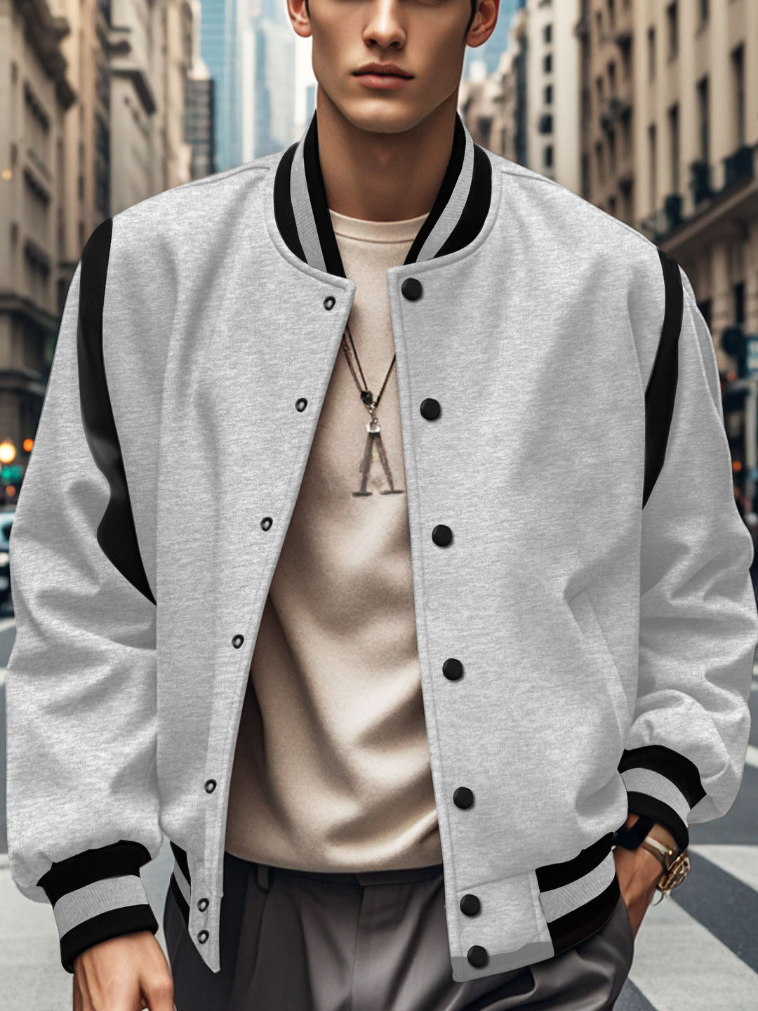 Sporty bomber jacket for men with modern contrasts and breathable materials Lune London