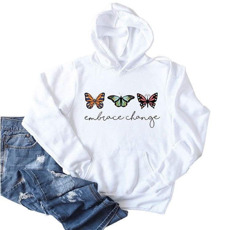 Sweat à capuche pour femmes avec motif de papillon inspirant et message motivant Chic & Stil