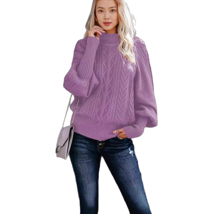 Knitted pullover for women with a high collar and voluminous sleeves Lune London