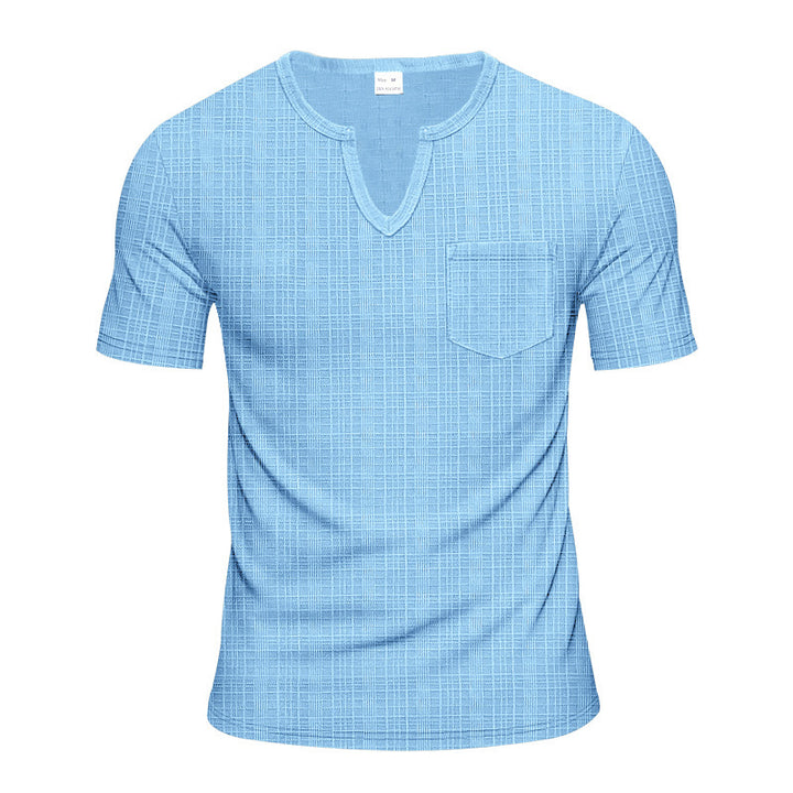 Short sleeve V-neck T-shirt for men with chest pocket Lune London