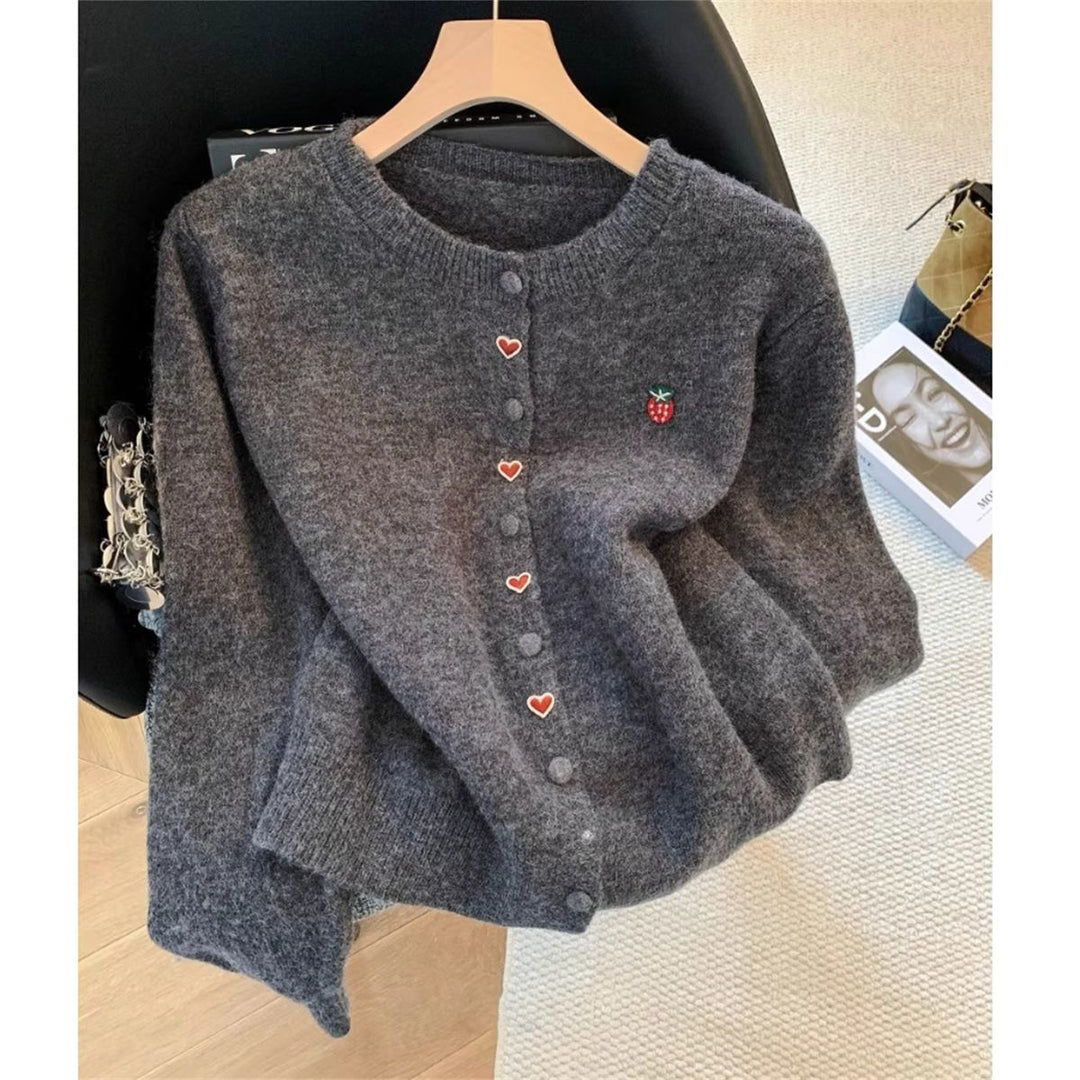 Gilet confortable pour femmes avec appliqués cœur et fraise Chic & Stil