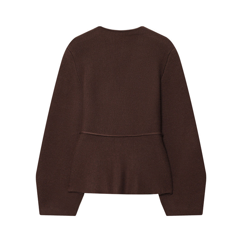 V-neck pullover for women with adjustable tie belt Lune London