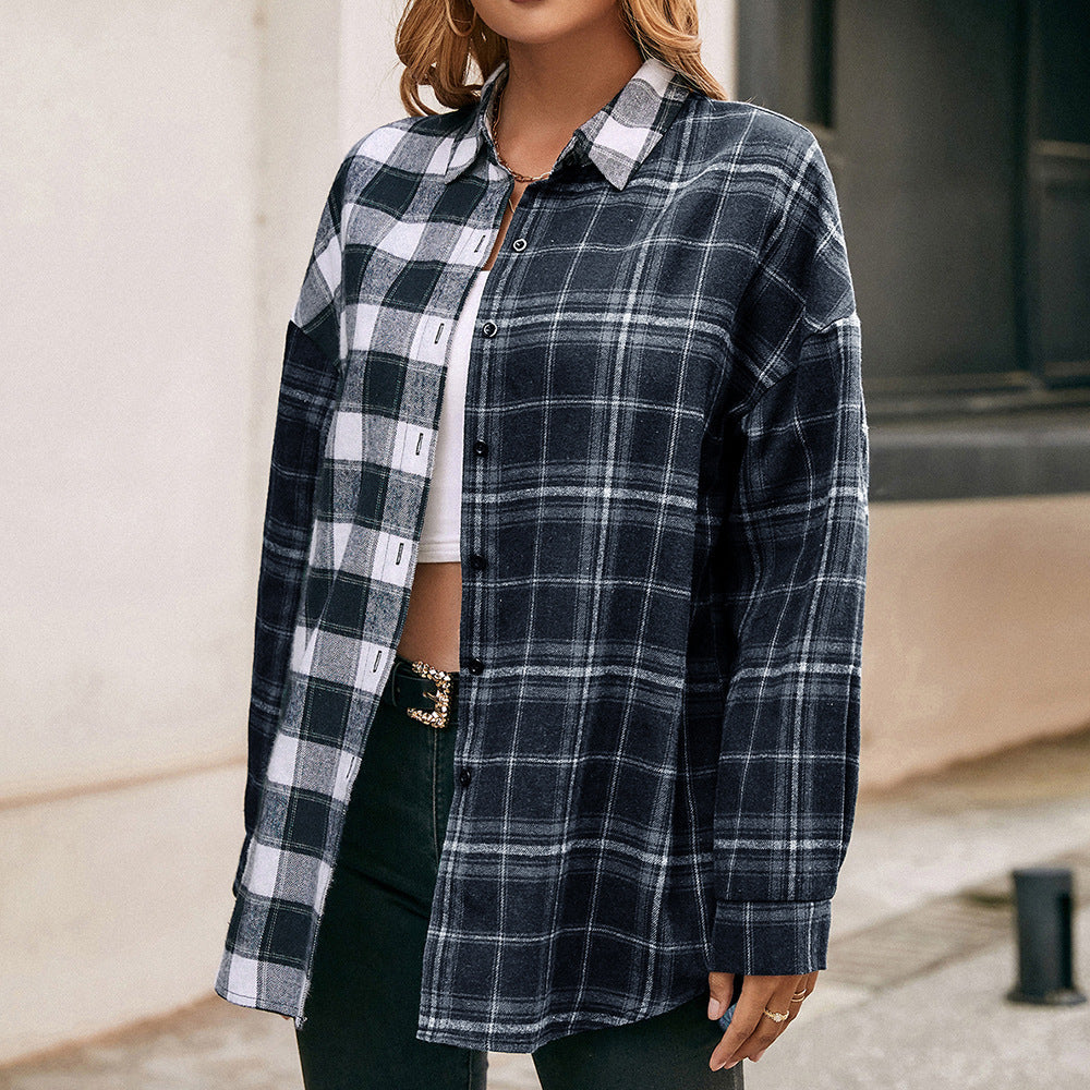 Casual flannel shirt for women with plaid pattern Lune London