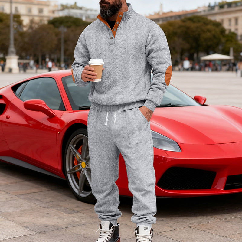 Men's knit jogging suit with a trendy collar and practical pockets Lune London