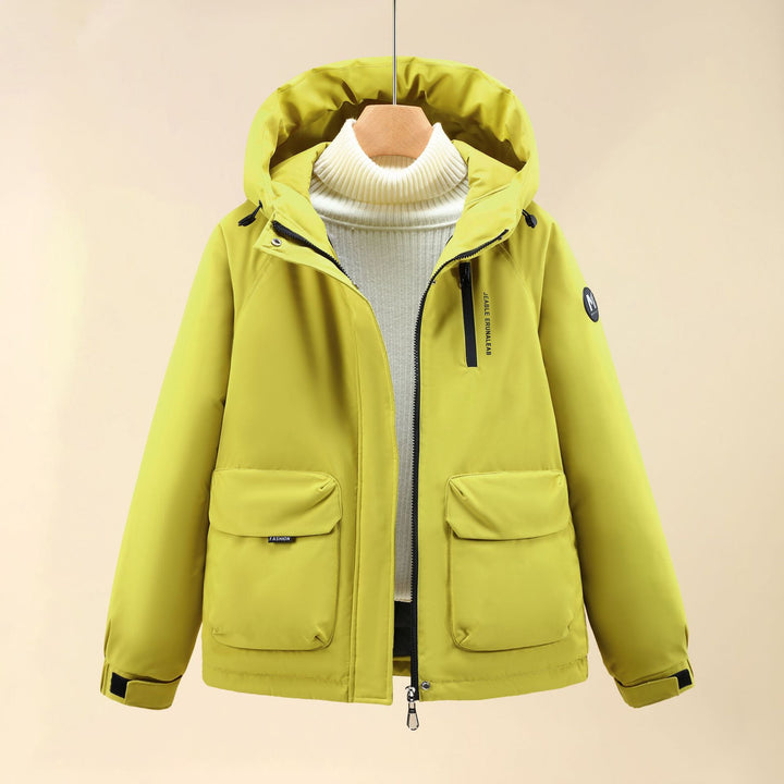 Ladies Insulated Outer Jacket with Oversized Hood and Practical Pockets Lune London