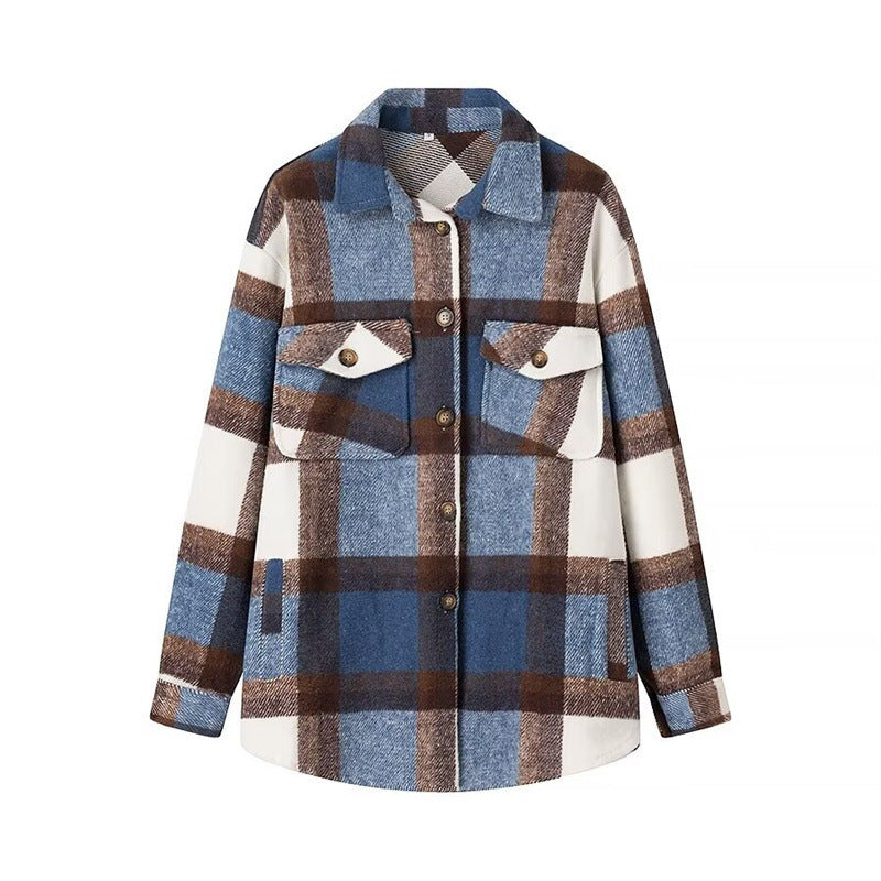 Veste en flanelle à carreaux pour femmes avec poches Chic & Stil