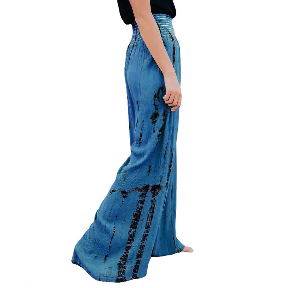 Elegant wide leg pants for women with a low waist and graphic print Lune London