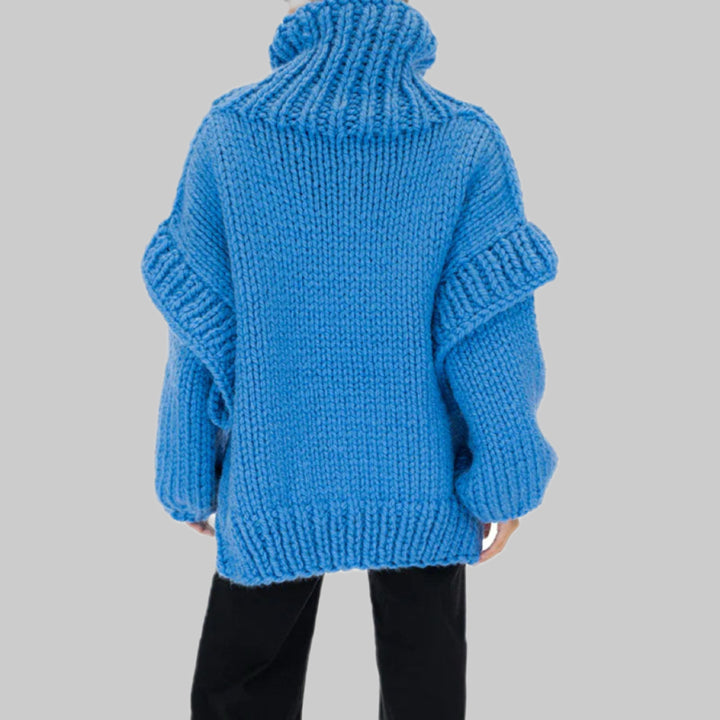 Oversized knit sweater for women with voluminous sleeves and a high collar Lune London