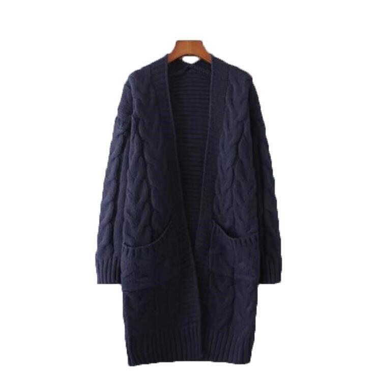 Women’S Cardigan with Chunky Cable Pattern and Pockets Lune London