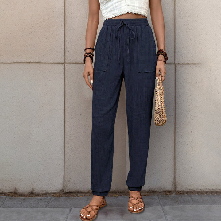 Casual women's pants with a relaxed fit and adjustable drawstring Lune London