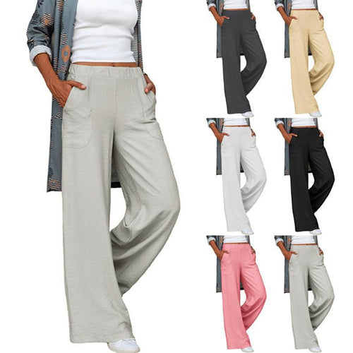 Loose summer pants for women with elastic waist and practical pockets Lune London