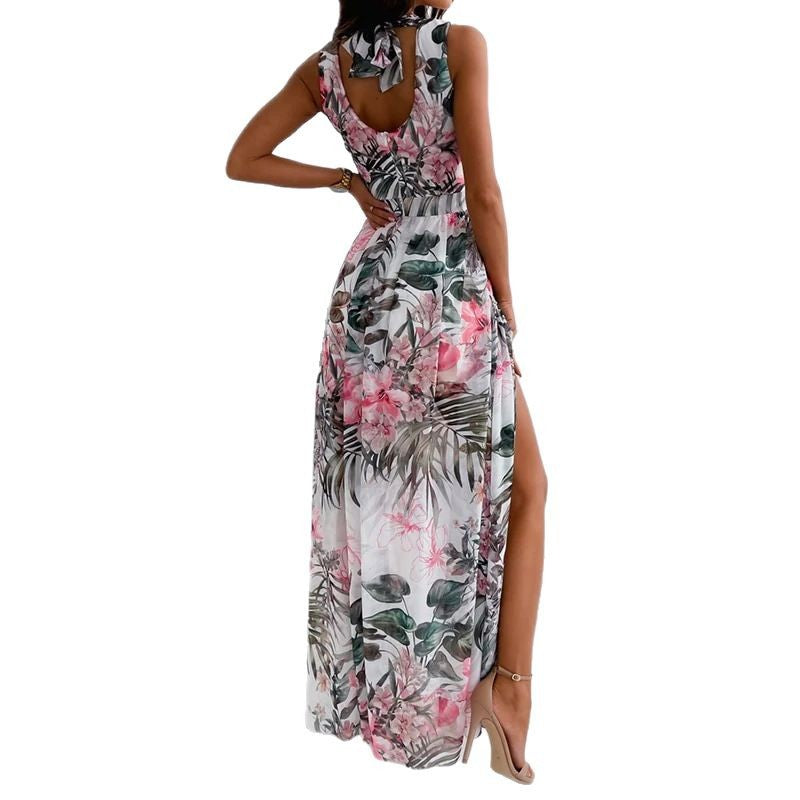 Ladies Floral High Slit Maxiluxe Dress