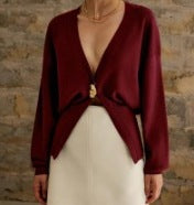 Elegant knit jacket for women with deep V-neck and stylish button placket Lune London