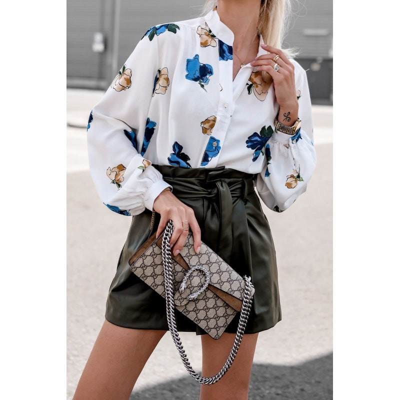 Blouse pour femmes avec motif floral et manches ballon Chic & Stil