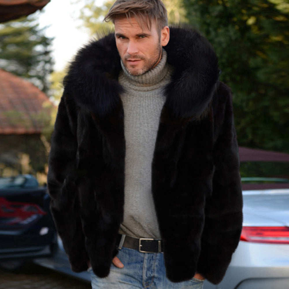 Men's Luxury Faux Fur Jacket with Wide Collar Lune London