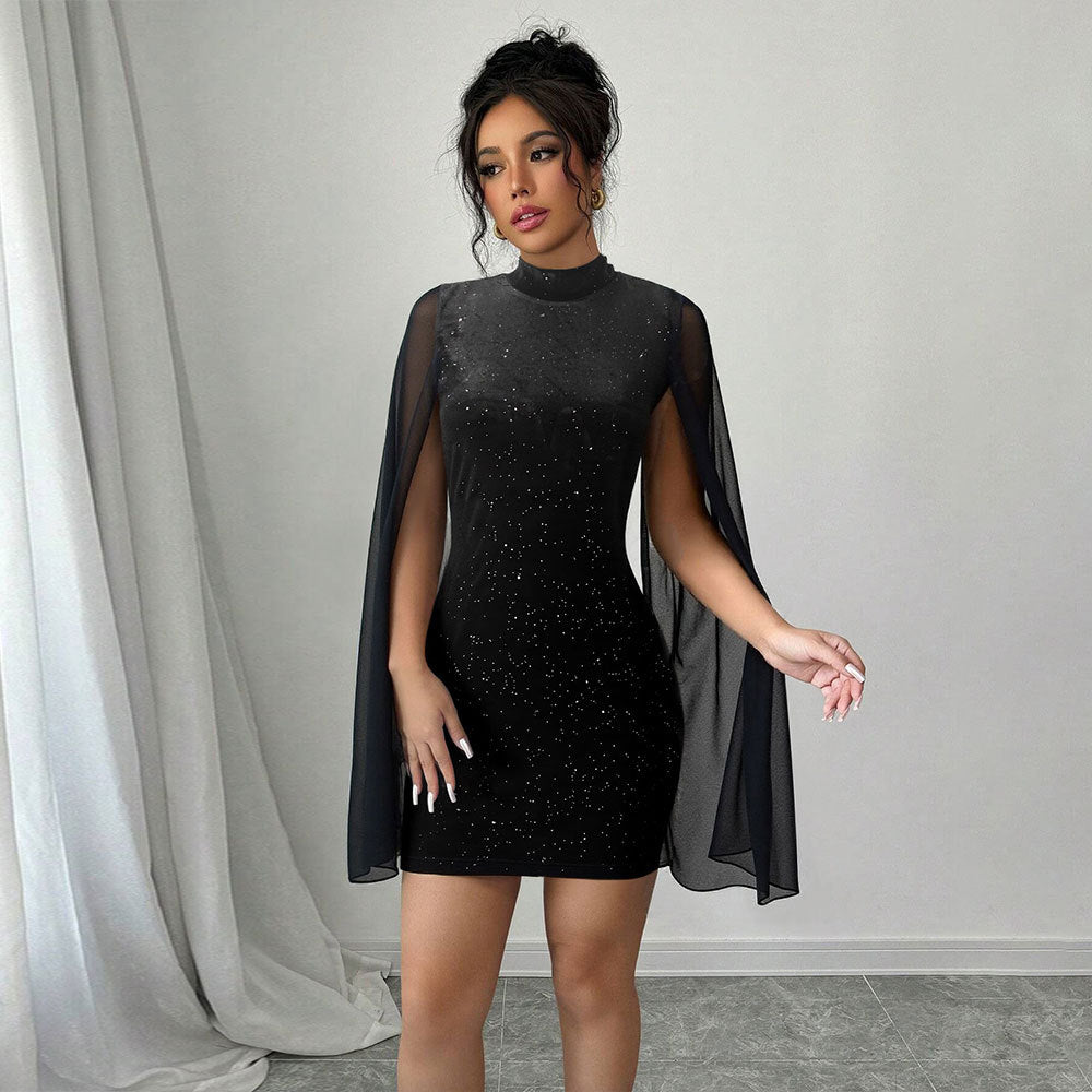 Cocktail dress for women with transparent overlays and sparkly accents Chic & Stil