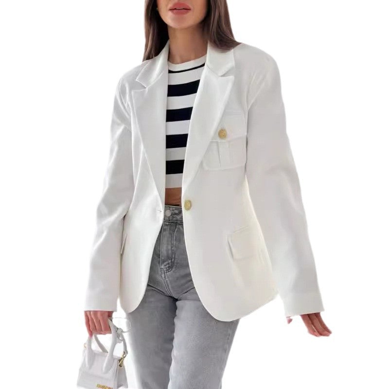 Ladies Elegant Double-Breasted Jacket with Practical Pockets Lune London
