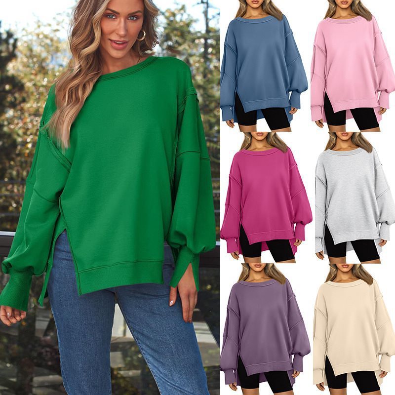 Oversized casual sweatshirt for women with wide collar and side openings Lune London