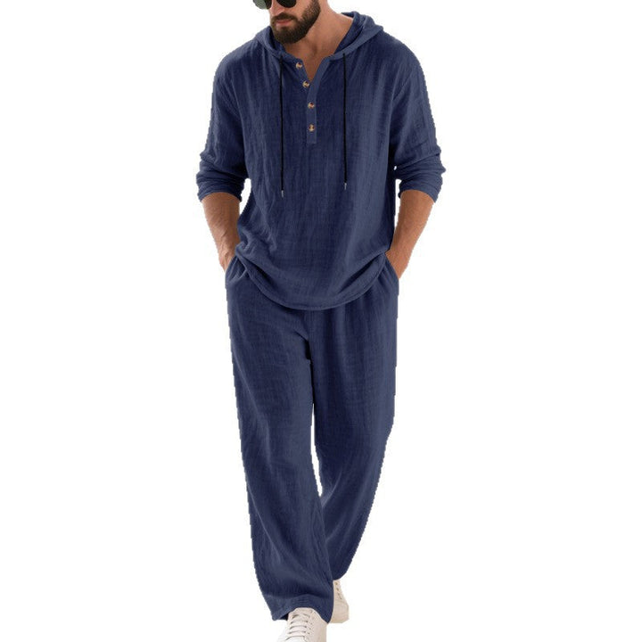 Men's Casual Linen Hoodie Set with Practical Pockets and Relaxed Fit Lune London