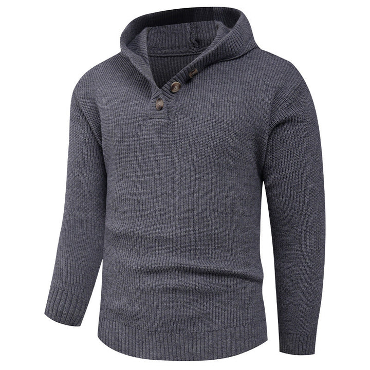 Lune London | Men's sweater with shawl collar and wooden buttons