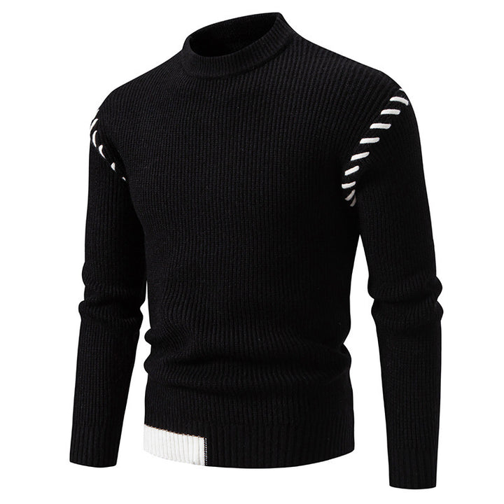 Trendy knitted sweater for men with a high collar and unique cable design Lune London