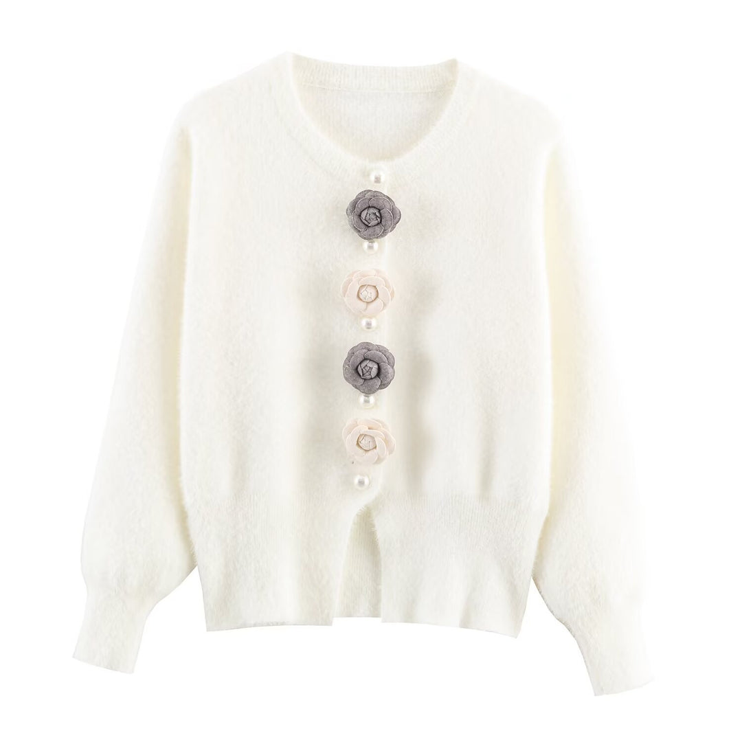 Ladies Cozy Knit Vest with Elegant Floral Details Lune London