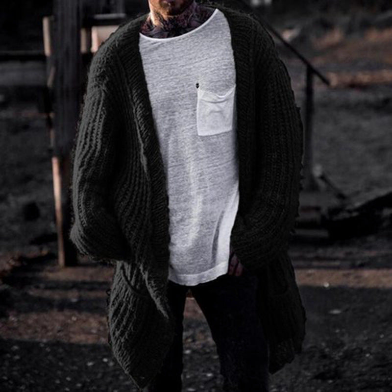 Men's oversized knit cardigan with plunging neckline and structured design Lune London