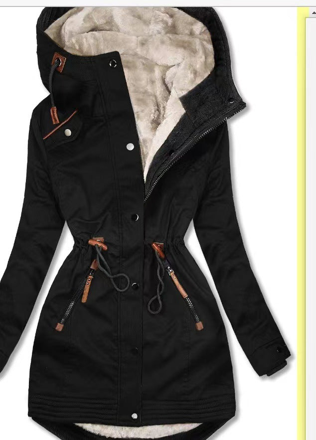 Women's Padded Winter Parka with Practical Pockets and Adjustable Belt Lune London