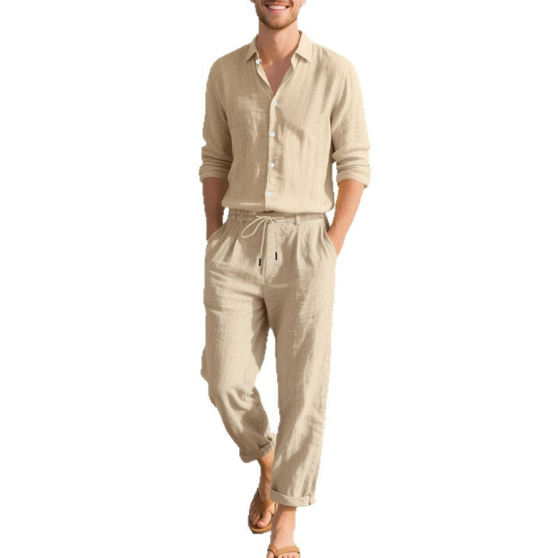 Casual linen pants for men with elastic waistband and practical drawstring Lune London