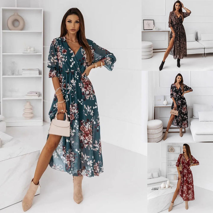 Lune London High Slit Floral Maxi Dress for Women