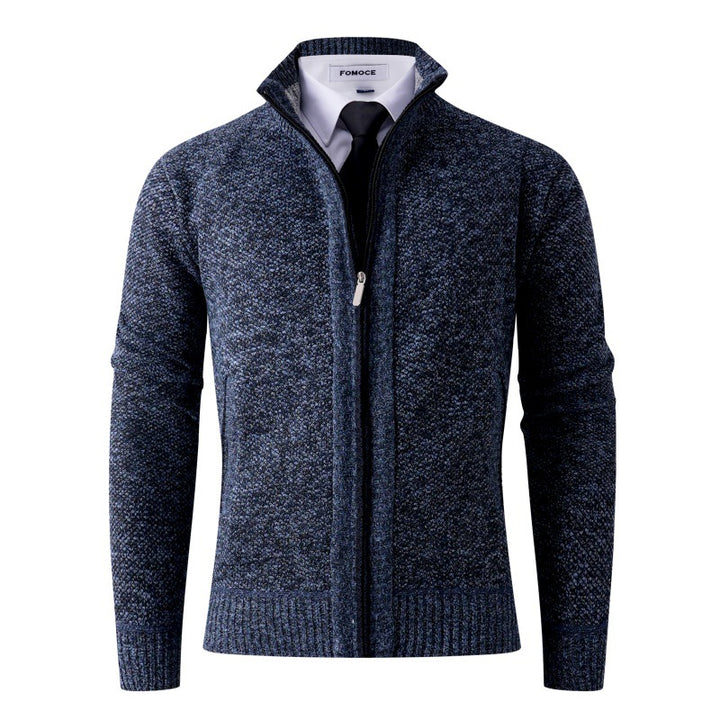 Elegant knitted jacket for men with high collar and practical pockets Lune London