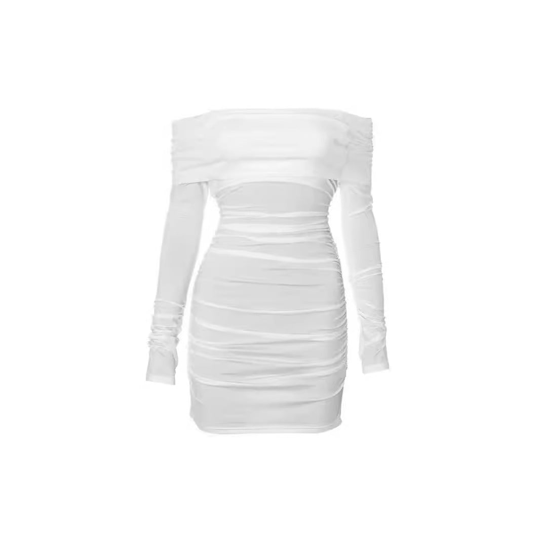 Off-shoulder mini dress for women with ruffle details Lune London