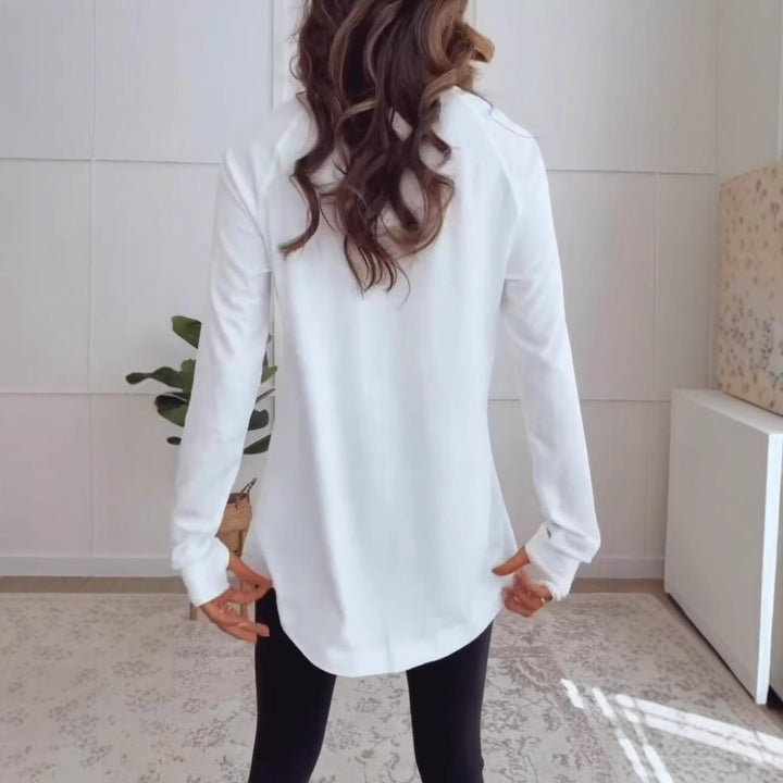 T-shirt pour femme à manches longues décontracté en coton de haute qualité Chic & Stil
