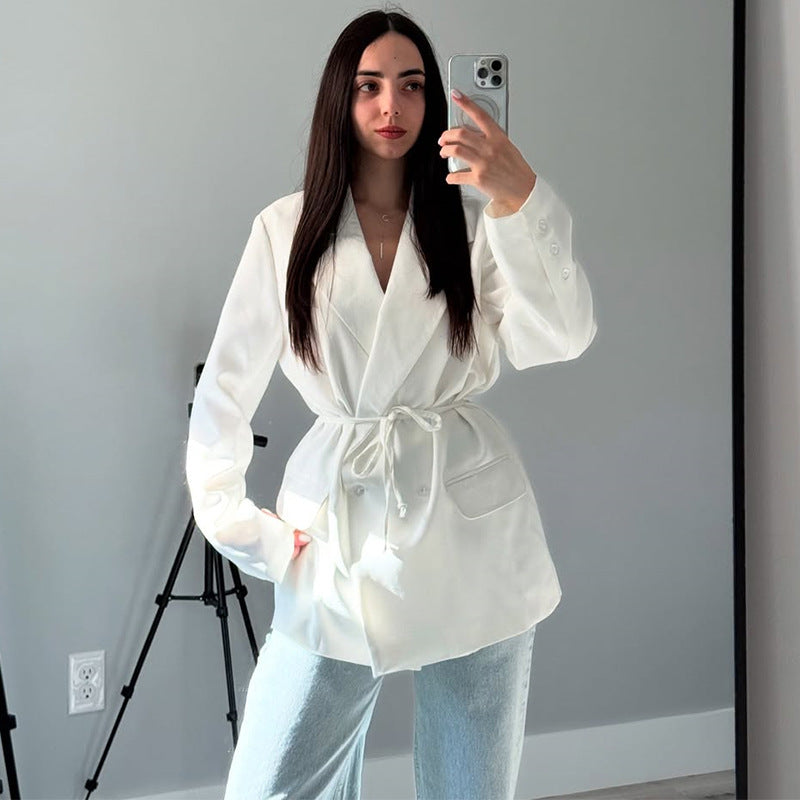 Women Oversized Blazer with Belt Lune London