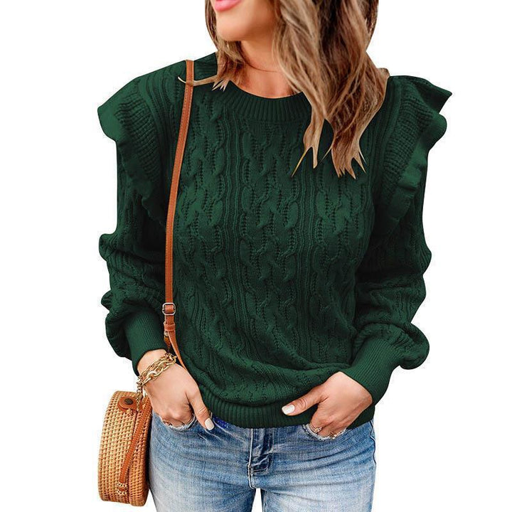 Knitted sweater for women with ruffle details and textured design Lune London