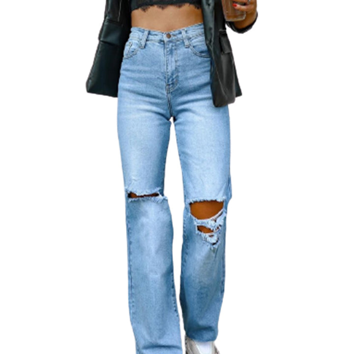 Ladies Flared Jeans with modern Destroyed details Lune London