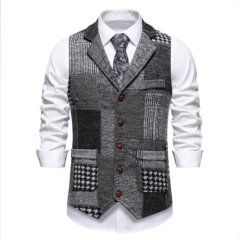 Men's suit vest with modern patchwork design and practical pockets Lune London