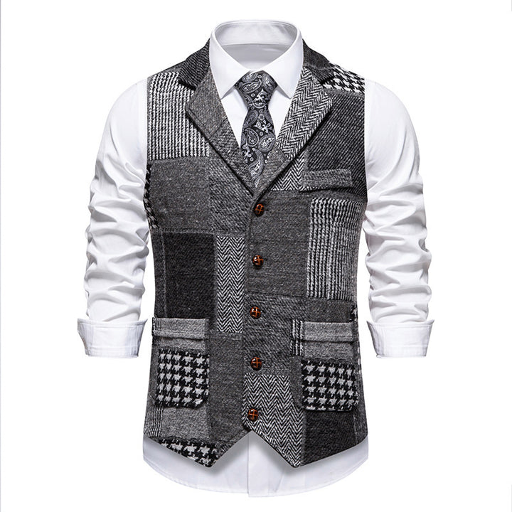 Men's suit vest with modern patchwork design and practical pockets Lune London