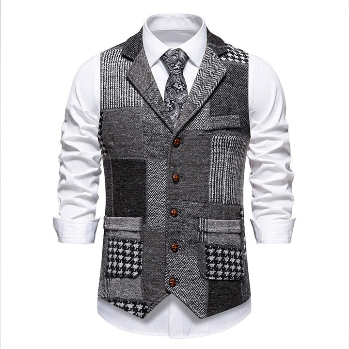 Men's waistcoat in modern patchwork design with practical pockets Lune London