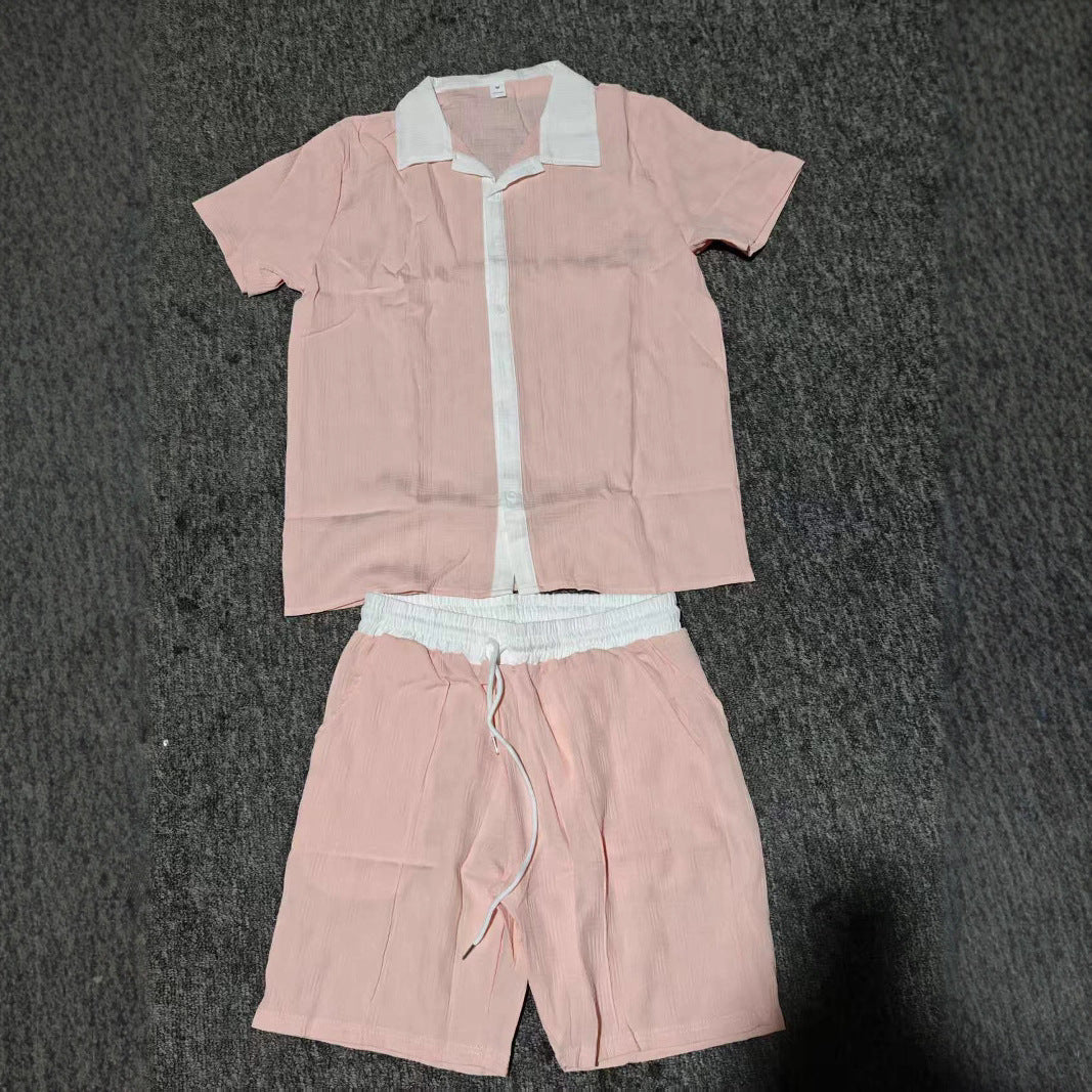 Leisure shirt for men with button placket and set of shorts Lune London