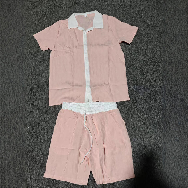 Leisure shirt for men with button placket and set of shorts Lune London