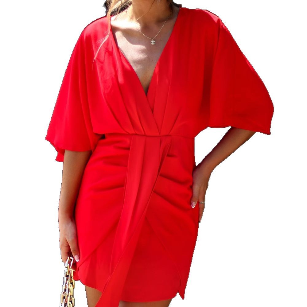 Women's wrap dress with V-neck and voluminous sleeves Lune London