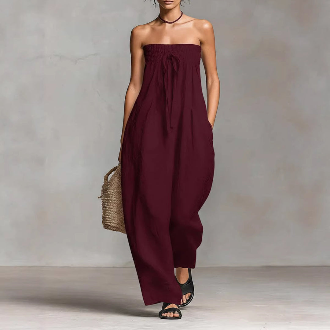 Women's Casual Jumpsuit with Elastic Top and Wide Leg Lune London