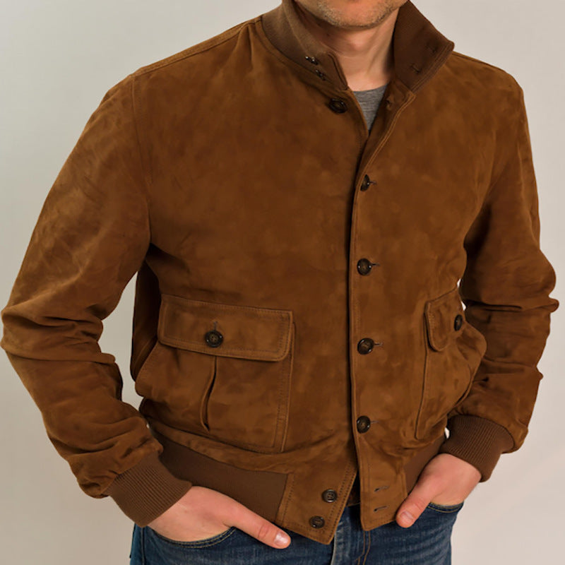 Suede jacket for men with practical pockets and modern collar Lune London