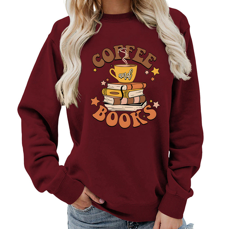 Sweatshirt pour femmes avec design créatif de livre de café Chic & Stil
