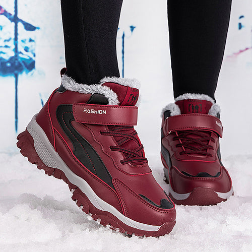 Women Warm Lined Winter Boots with Non-Slip Sole and Adjustable Velcro Closure Lune London