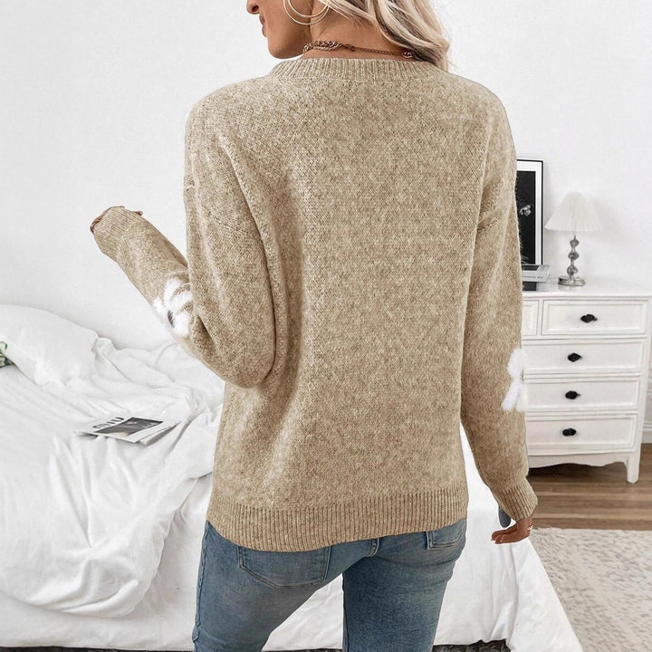 Women's knitted pullover with floral design and round neck Lune London