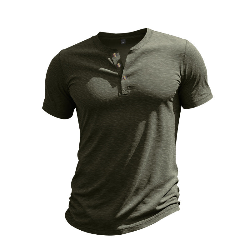 Casual short sleeve Henley T-shirt for men in breathable material Lune London